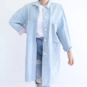 Vintage Green Village Blue Chambray Button  Down Jacket 40